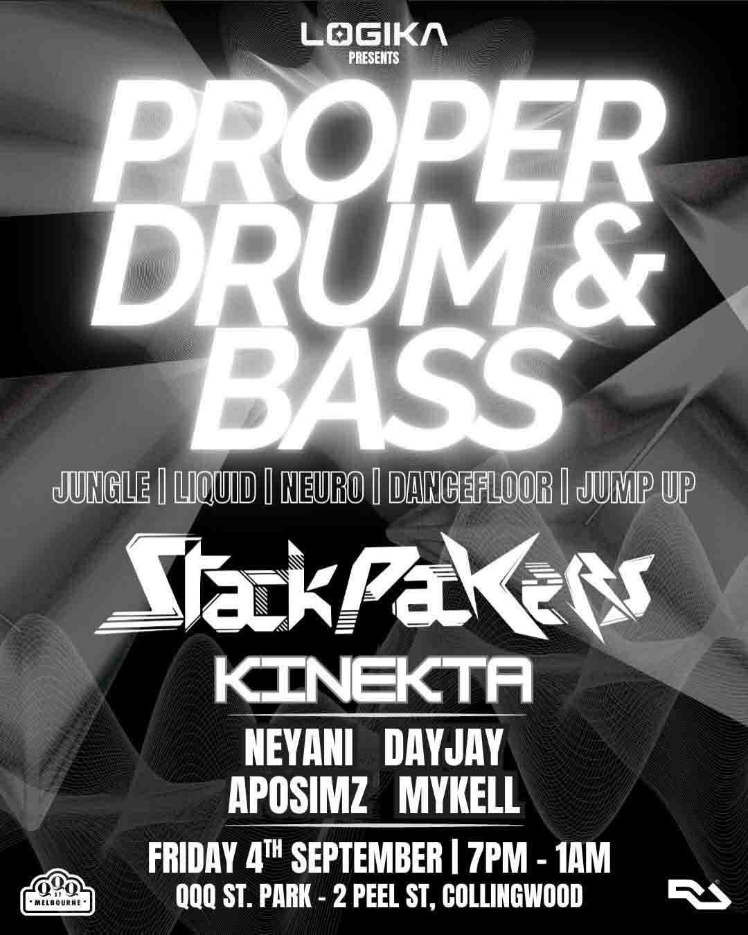Logika Presents Proper DnB Stackpackers Headliner at QQQ, Melbourne Australia